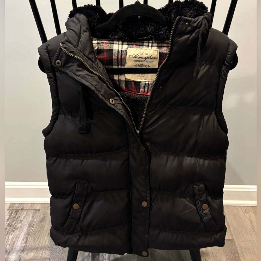 Atmosphere Plaid Lined Black Vest
